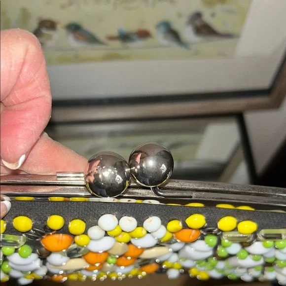 Chloe Black kiss lock Clutch with Colorful Beads - Picture 15 of 16